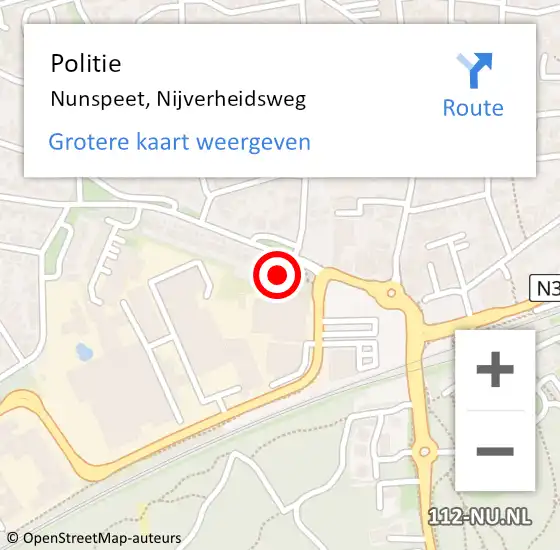 Locatie op kaart van de 112 melding: Politie Nunspeet, Nijverheidsweg op 3 december 2021 11:11