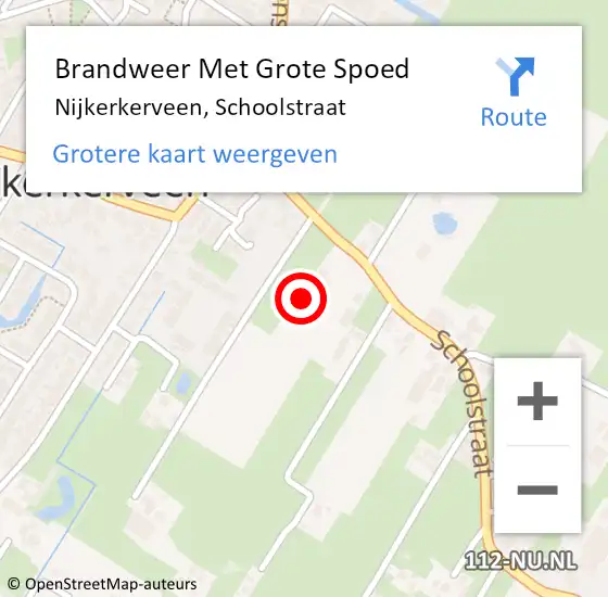 Locatie op kaart van de 112 melding: Brandweer Met Grote Spoed Naar Nijkerkerveen, Schoolstraat op 3 december 2021 11:27