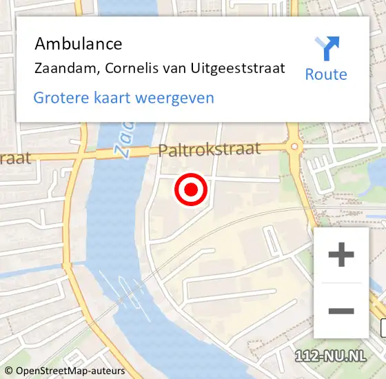 Locatie op kaart van de 112 melding: Ambulance Zaandam, Cornelis van Uitgeeststraat op 3 december 2021 11:34
