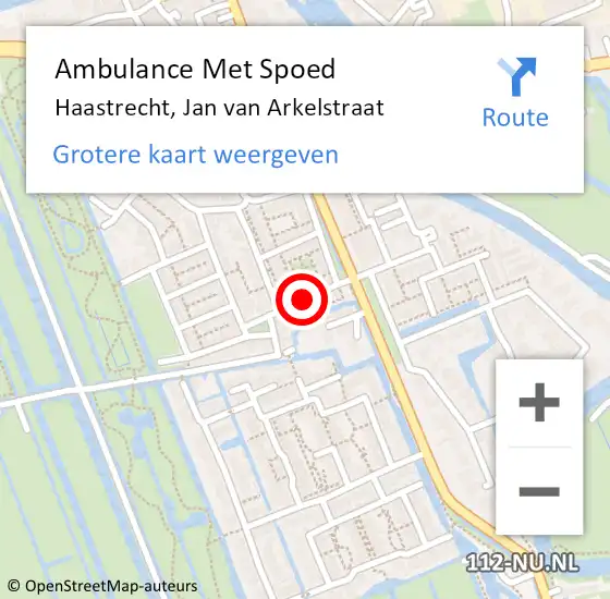 Locatie op kaart van de 112 melding: Ambulance Met Spoed Naar Haastrecht, Jan van Arkelstraat op 3 december 2021 11:37