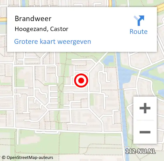 Locatie op kaart van de 112 melding: Brandweer Hoogezand, Castor op 3 december 2021 11:38