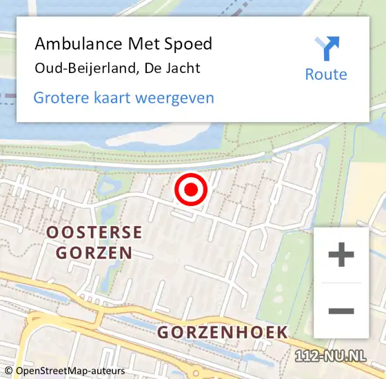 Locatie op kaart van de 112 melding: Ambulance Met Spoed Naar Oud-Beijerland, De Jacht op 3 december 2021 11:42