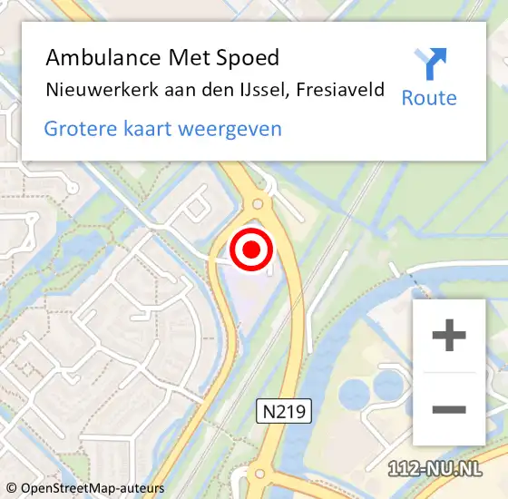 Locatie op kaart van de 112 melding: Ambulance Met Spoed Naar Nieuwerkerk aan den IJssel, Fresiaveld op 3 december 2021 11:51