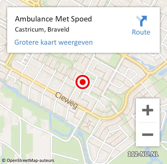 Locatie op kaart van de 112 melding: Ambulance Met Spoed Naar Castricum, Braveld op 3 december 2021 12:09