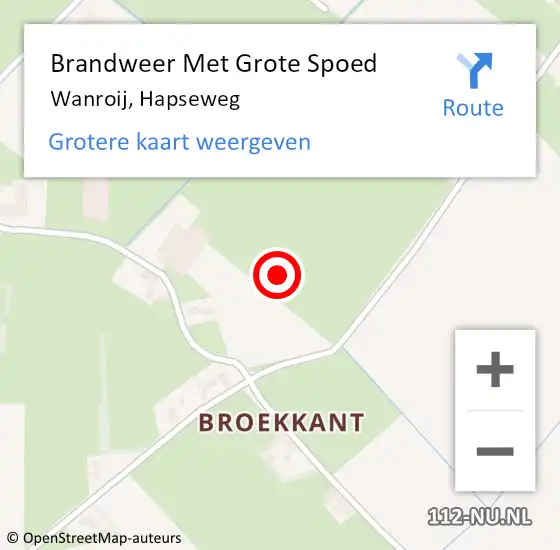 Locatie op kaart van de 112 melding: Brandweer Met Grote Spoed Naar Wanroij, Hapseweg op 3 december 2021 12:22