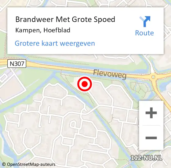 Locatie op kaart van de 112 melding: Brandweer Met Grote Spoed Naar Kampen, Hoefblad op 1 juli 2014 09:30