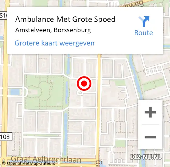 Locatie op kaart van de 112 melding: Ambulance Met Grote Spoed Naar Amstelveen, Borssenburg op 3 december 2021 12:37