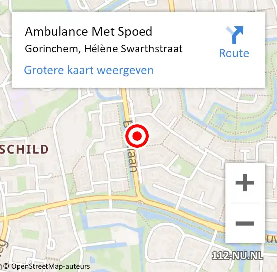 Locatie op kaart van de 112 melding: Ambulance Met Spoed Naar Gorinchem, Hélène Swarthstraat op 3 december 2021 12:45