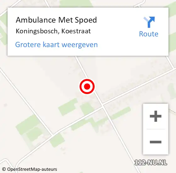 Locatie op kaart van de 112 melding: Ambulance Met Spoed Naar Koningsbosch, Koestraat op 3 december 2021 12:58