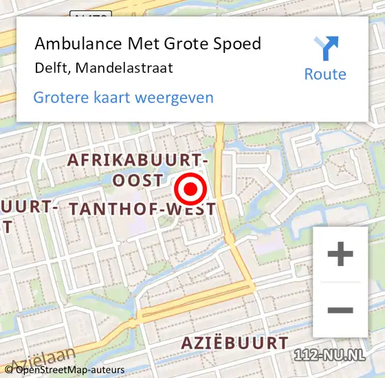 Locatie op kaart van de 112 melding: Ambulance Met Grote Spoed Naar Delft, Mandelastraat op 3 december 2021 13:06