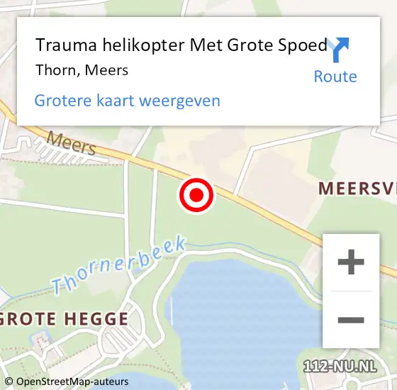 Locatie op kaart van de 112 melding: Trauma helikopter Met Grote Spoed Naar Thorn, Meers op 3 december 2021 13:20
