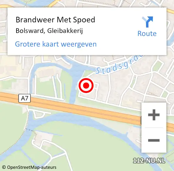 Locatie op kaart van de 112 melding: Brandweer Met Spoed Naar Bolsward, Gleibakkerij op 3 december 2021 13:21