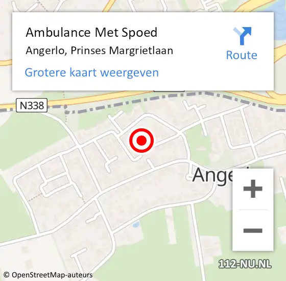Locatie op kaart van de 112 melding: Ambulance Met Spoed Naar Angerlo, Prinses Margrietlaan op 3 december 2021 13:25
