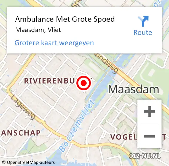 Locatie op kaart van de 112 melding: Ambulance Met Grote Spoed Naar Maasdam, Vliet op 3 december 2021 14:03