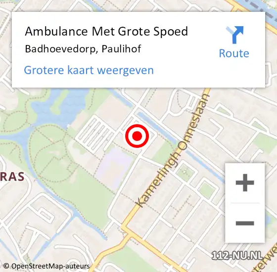 Locatie op kaart van de 112 melding: Ambulance Met Grote Spoed Naar Badhoevedorp, Paulihof op 3 december 2021 14:18