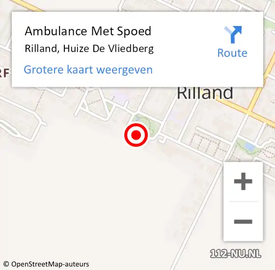 Locatie op kaart van de 112 melding: Ambulance Met Spoed Naar Rilland, Huize De Vliedberg op 1 juli 2014 09:49