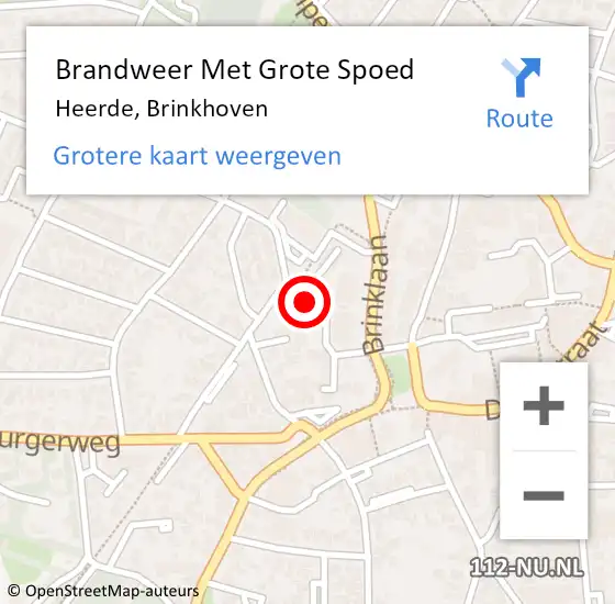 Locatie op kaart van de 112 melding: Brandweer Met Grote Spoed Naar Heerde, Brinkhoven op 3 december 2021 15:22