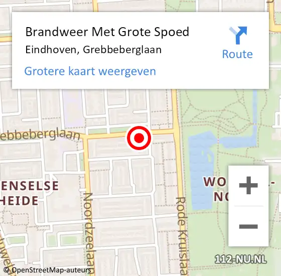 Locatie op kaart van de 112 melding: Brandweer Met Grote Spoed Naar Eindhoven, Grebbeberglaan op 3 december 2021 15:28