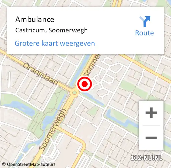 Locatie op kaart van de 112 melding: Ambulance Castricum, Soomerwegh op 3 december 2021 15:42