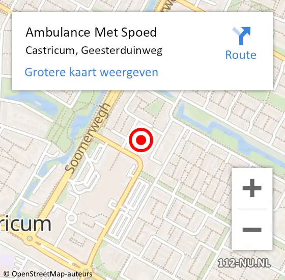 Locatie op kaart van de 112 melding: Ambulance Met Spoed Naar Castricum, Geesterduinweg op 3 december 2021 15:44