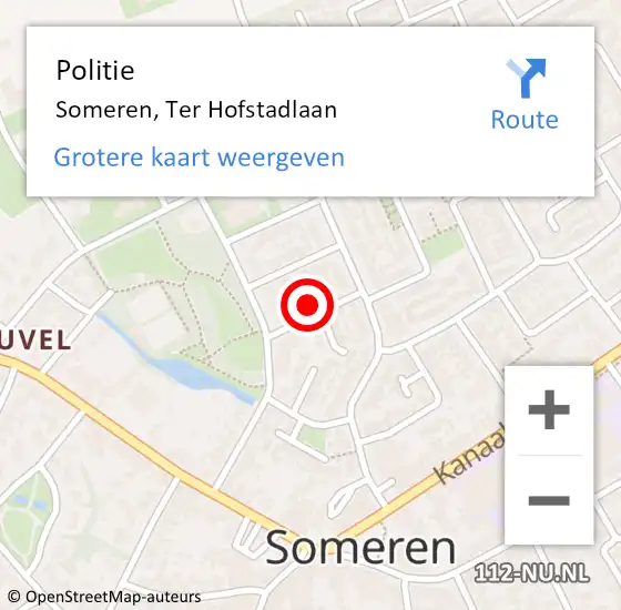 Locatie op kaart van de 112 melding: Politie Someren, Ter Hofstadlaan op 3 december 2021 16:15