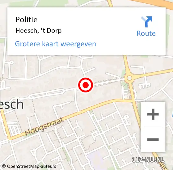 Locatie op kaart van de 112 melding: Politie Heesch, 't Dorp op 3 december 2021 16:18