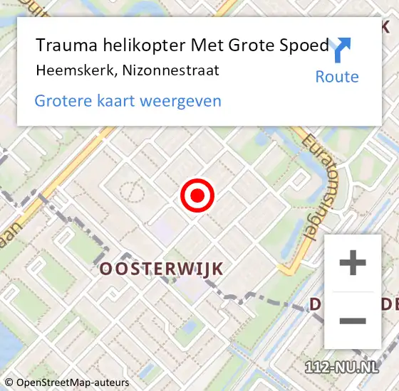 Locatie op kaart van de 112 melding: Trauma helikopter Met Grote Spoed Naar Heemskerk, Nizonnestraat op 3 december 2021 16:54