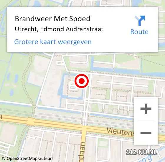 Locatie op kaart van de 112 melding: Brandweer Met Spoed Naar Utrecht, Edmond Audranstraat op 3 december 2021 16:54