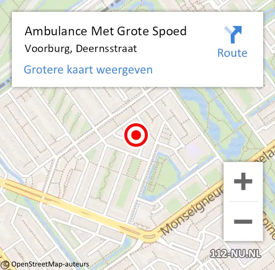 Locatie op kaart van de 112 melding: Ambulance Met Grote Spoed Naar Voorburg, Deernsstraat op 3 december 2021 16:56