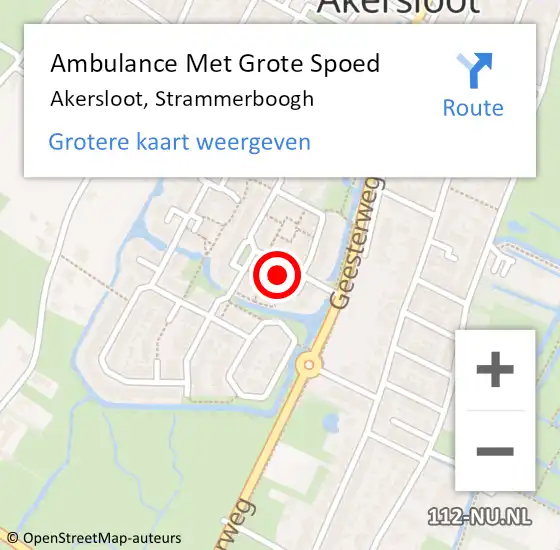 Locatie op kaart van de 112 melding: Ambulance Met Grote Spoed Naar Akersloot, Strammerboogh op 3 december 2021 17:03