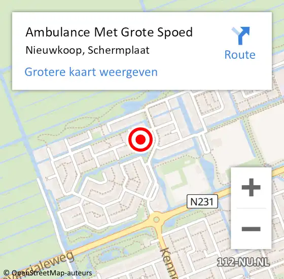 Locatie op kaart van de 112 melding: Ambulance Met Grote Spoed Naar Nieuwkoop, Schermplaat op 3 december 2021 17:19