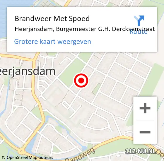 Locatie op kaart van de 112 melding: Brandweer Met Spoed Naar Heerjansdam, Burgemeester G.H. Dercksenstraat op 3 december 2021 17:20