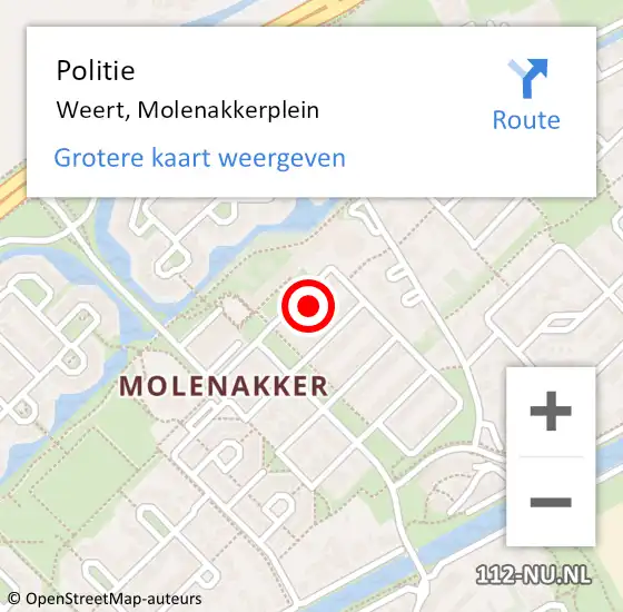 Locatie op kaart van de 112 melding: Politie Weert, Molenakkerplein op 3 december 2021 17:32