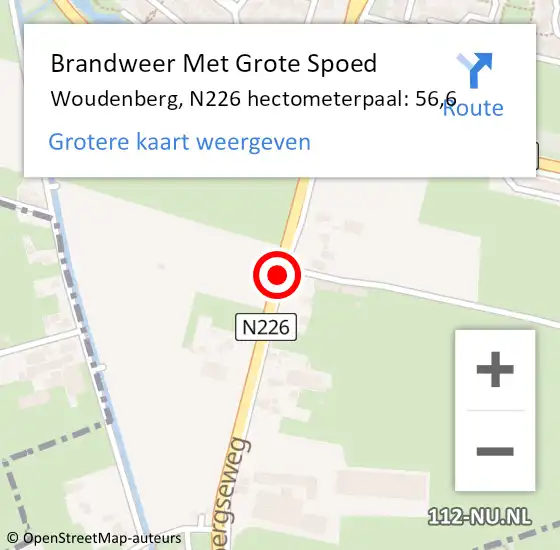 Locatie op kaart van de 112 melding: Brandweer Met Grote Spoed Naar Woudenberg, N226 hectometerpaal: 56,6 op 3 december 2021 17:34