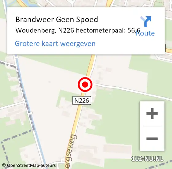 Locatie op kaart van de 112 melding: Brandweer Geen Spoed Naar Woudenberg, N226 hectometerpaal: 56,6 op 3 december 2021 17:36
