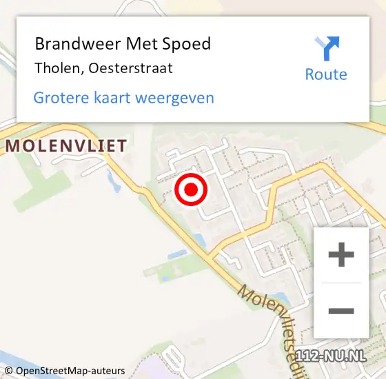 Locatie op kaart van de 112 melding: Brandweer Met Spoed Naar Tholen, Oesterstraat op 3 december 2021 18:27