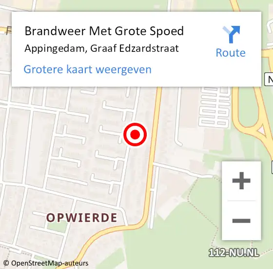 Locatie op kaart van de 112 melding: Brandweer Met Grote Spoed Naar Appingedam, Graaf Edzardstraat op 3 december 2021 18:33