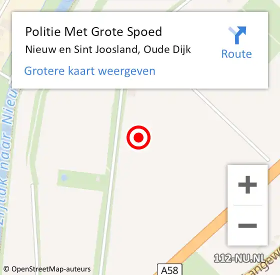 Locatie op kaart van de 112 melding: Politie Met Grote Spoed Naar Nieuw en Sint Joosland, Oude Dijk op 3 december 2021 18:39