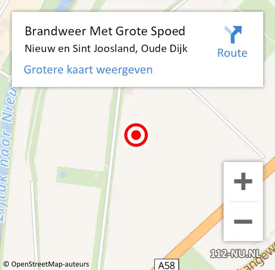 Locatie op kaart van de 112 melding: Brandweer Met Grote Spoed Naar Nieuw en Sint Joosland, Oude Dijk op 3 december 2021 18:39