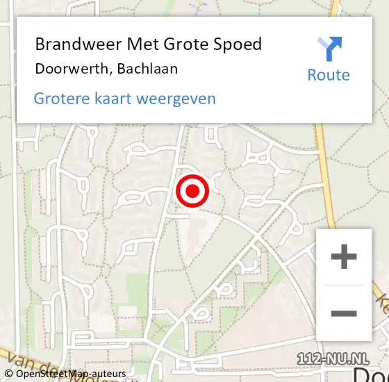 Locatie op kaart van de 112 melding: Brandweer Met Grote Spoed Naar Doorwerth, Bachlaan op 3 december 2021 18:39