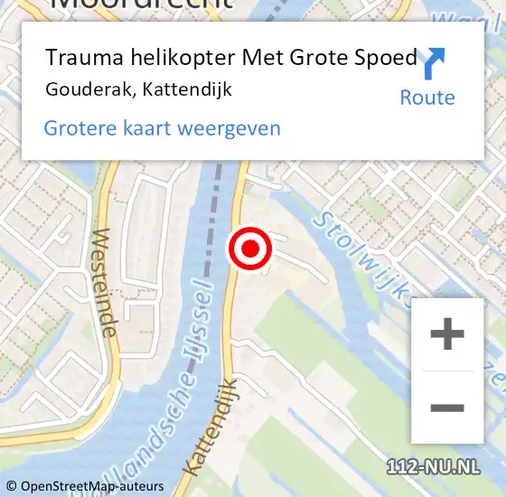 Locatie op kaart van de 112 melding: Trauma helikopter Met Grote Spoed Naar Gouderak, Kattendijk op 3 december 2021 19:08