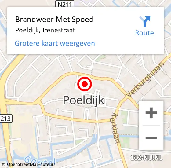 Locatie op kaart van de 112 melding: Brandweer Met Spoed Naar Poeldijk, Irenestraat op 3 december 2021 19:11