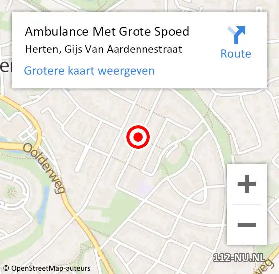 Locatie op kaart van de 112 melding: Ambulance Met Grote Spoed Naar Herten, Gijs van Aardennestraat op 3 december 2021 19:14