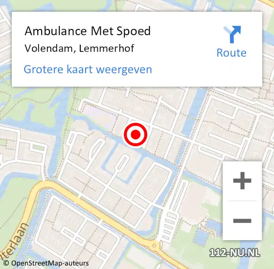 Locatie op kaart van de 112 melding: Ambulance Met Spoed Naar Volendam, Lemmerhof op 3 december 2021 19:29