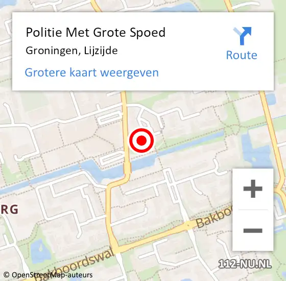 Locatie op kaart van de 112 melding: Politie Met Grote Spoed Naar Groningen, Lijzijde op 3 december 2021 19:42