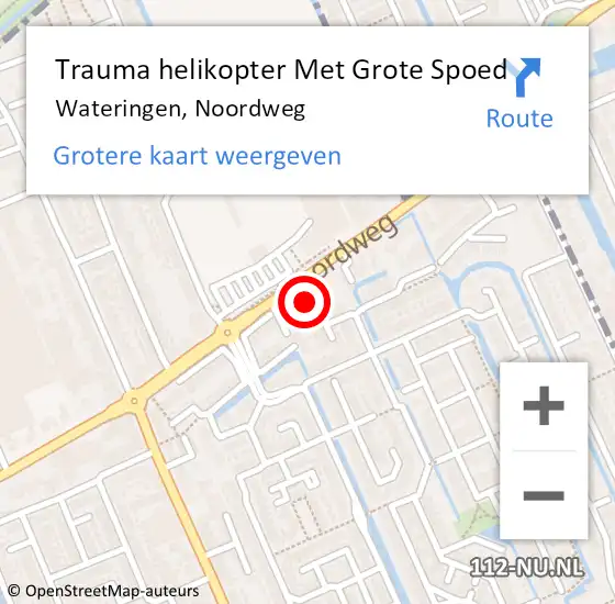 Locatie op kaart van de 112 melding: Trauma helikopter Met Grote Spoed Naar Wateringen, Noordweg op 3 december 2021 19:44