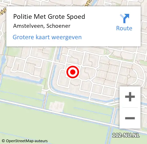 Locatie op kaart van de 112 melding: Politie Met Grote Spoed Naar Amstelveen, Schoener op 3 december 2021 19:52