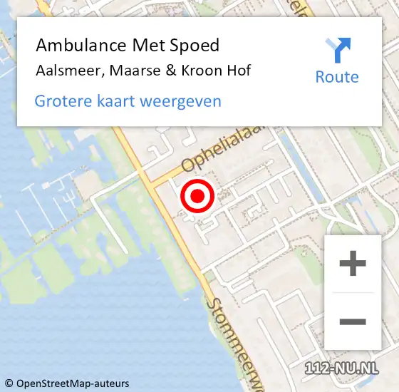 Locatie op kaart van de 112 melding: Ambulance Met Spoed Naar Aalsmeer, Maarse & Kroon Hof op 3 december 2021 20:00