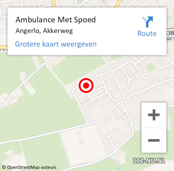 Locatie op kaart van de 112 melding: Ambulance Met Spoed Naar Angerlo, Akkerweg op 3 december 2021 20:05