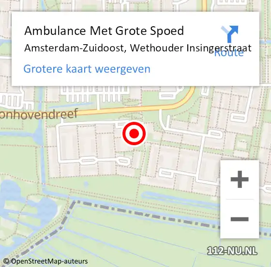 Locatie op kaart van de 112 melding: Ambulance Met Grote Spoed Naar Amsterdam-Zuidoost, Wethouder Insingerstraat op 3 december 2021 20:24